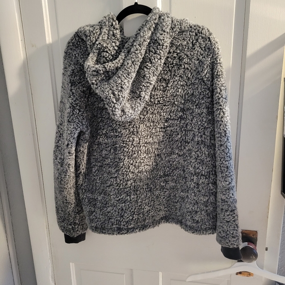 Grey black an white sherpa quarter zip hoodie - Picture 2 of 3